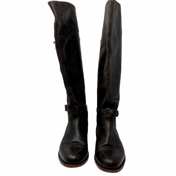 FRYE BOOTS Dorado Riding Dark Brown Leather Moto - Picture 6 of 12